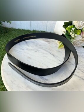 VALENTINO BY MARIO VALENTINO BABY PRECIOSA LEATHER BELT IN BLACK  L no buckle